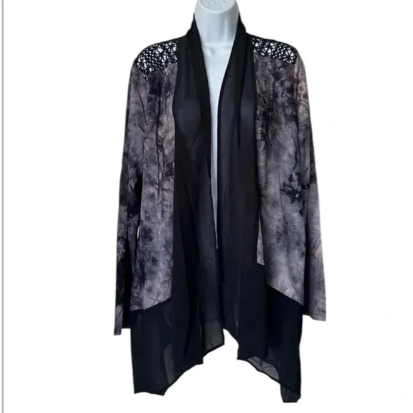 NWT Logo Lori Goldstein open cardigan jacket pockets asymmetrical Size L - Picture 8 of 8